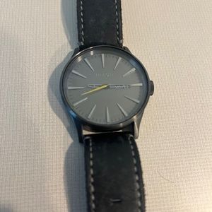 Nixon Gunmetal leather watch